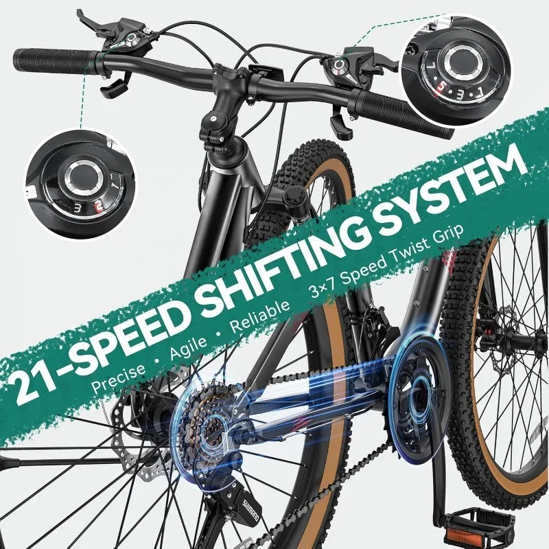 YITAHOME 26 Inch Mountain Bike for Men Women, 21-Speed Adult Bicycle, Double Disc Brake, Front Suspension Fork