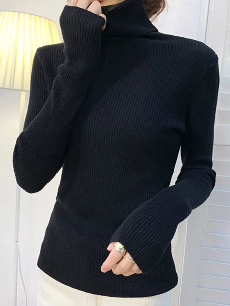 Women Fall Turtleneck Sweater Knitted Soft Pullovers Cashmere Jumpers Basic Soft Sweaters Female Basic Blouse New
