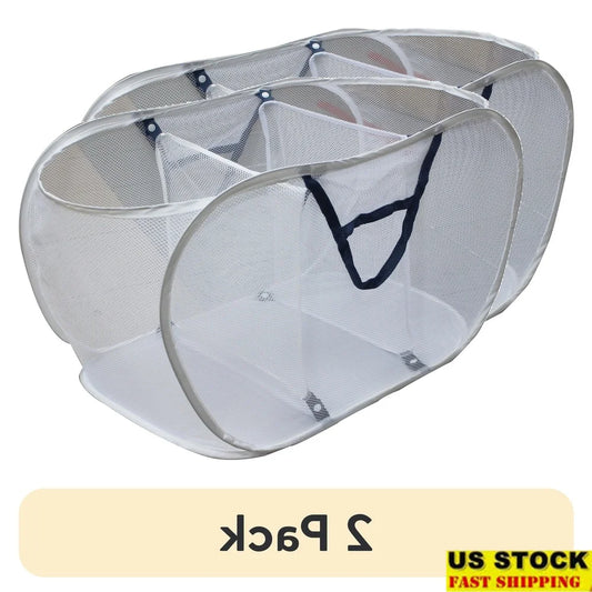 3 Compartment Pop Up Laundry Basket Sorting Hamper Polyester Mesh Portable Storage Collapsible Laundry Organizer Heavy Duty