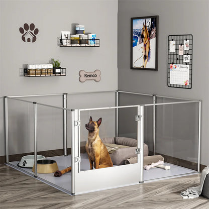 XXL Acrylic Dog Playpen Clear Exercise Enclosure Pet Animal Bunny Ferret Dog Cage Pet Whelping Box with Waterproof Fertility Pad