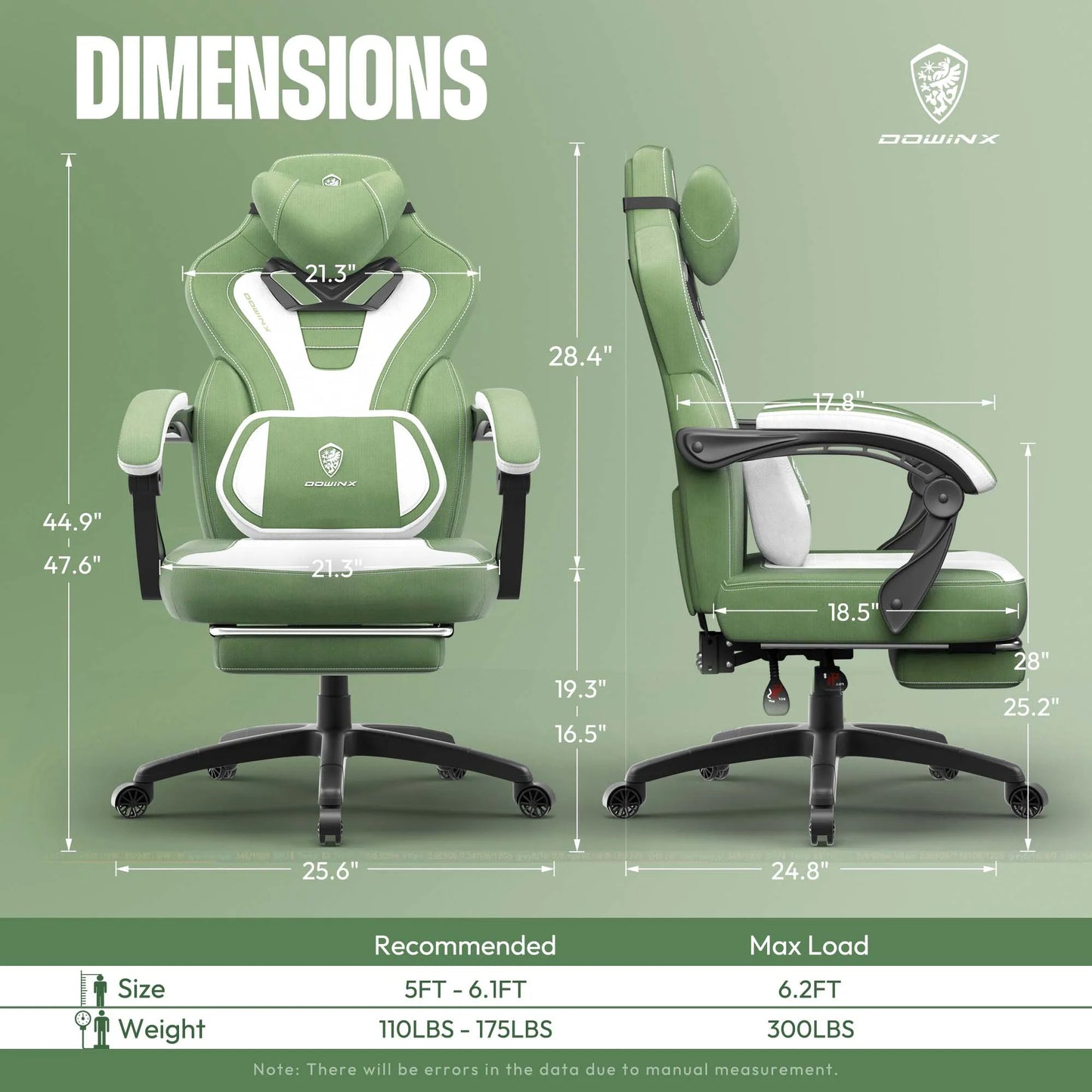 Dowinx Fabric Gaming Chair with Footrest, Big and Tall Gaming Chair for Heavy People, Computer/PC Gamer Chair for Adult