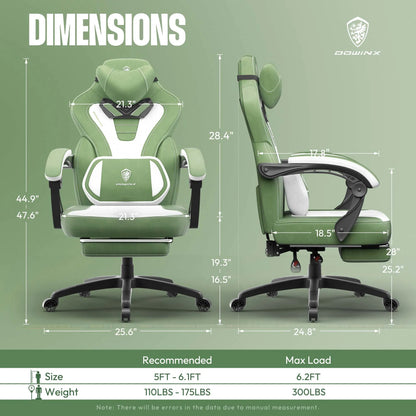 Dowinx Fabric Gaming Chair with Footrest, Big and Tall Gaming Chair for Heavy People, Computer/PC Gamer Chair for Adult