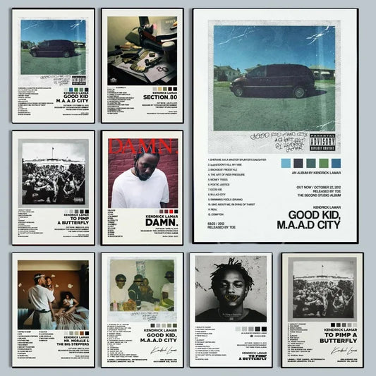 Kendrick Lamar Good Kid Maad City Hip Hop Music Album Cover Poster Prints Wall Art Canvas Painting Picture Gift Room Home Decor