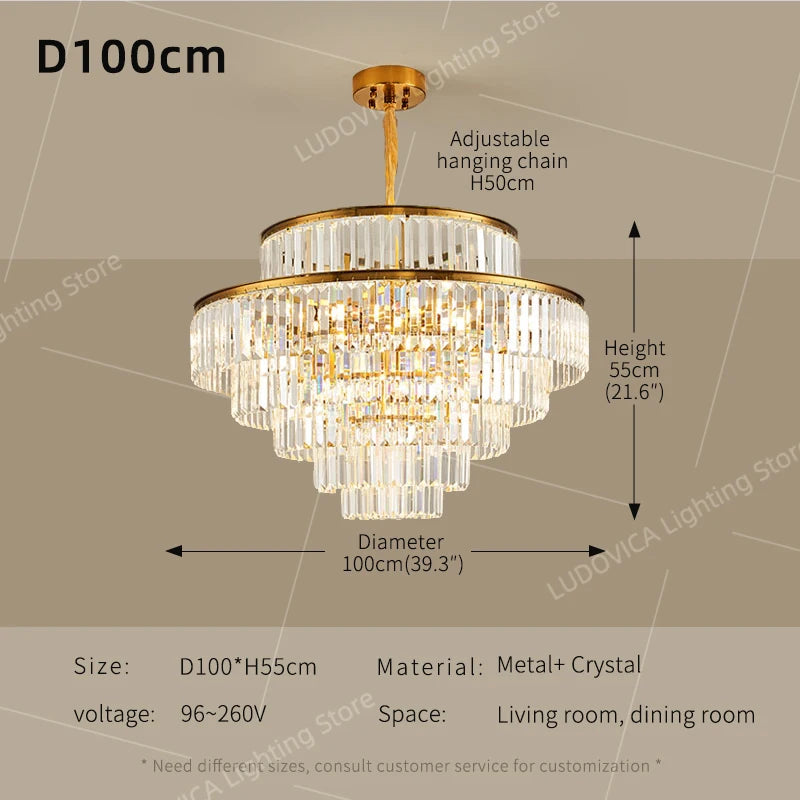 Hanging Chandelier Living Room Hall Lighting Villa Dining Table LED High-end Luxury Dining Room Crystal Chandeliers