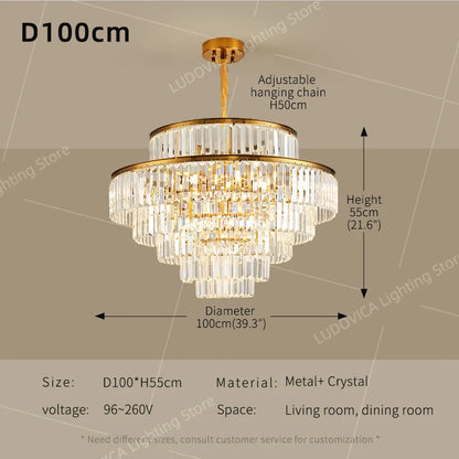Hanging Chandelier Living Room Hall Lighting Villa Dining Table LED High-end Luxury Dining Room Crystal Chandeliers