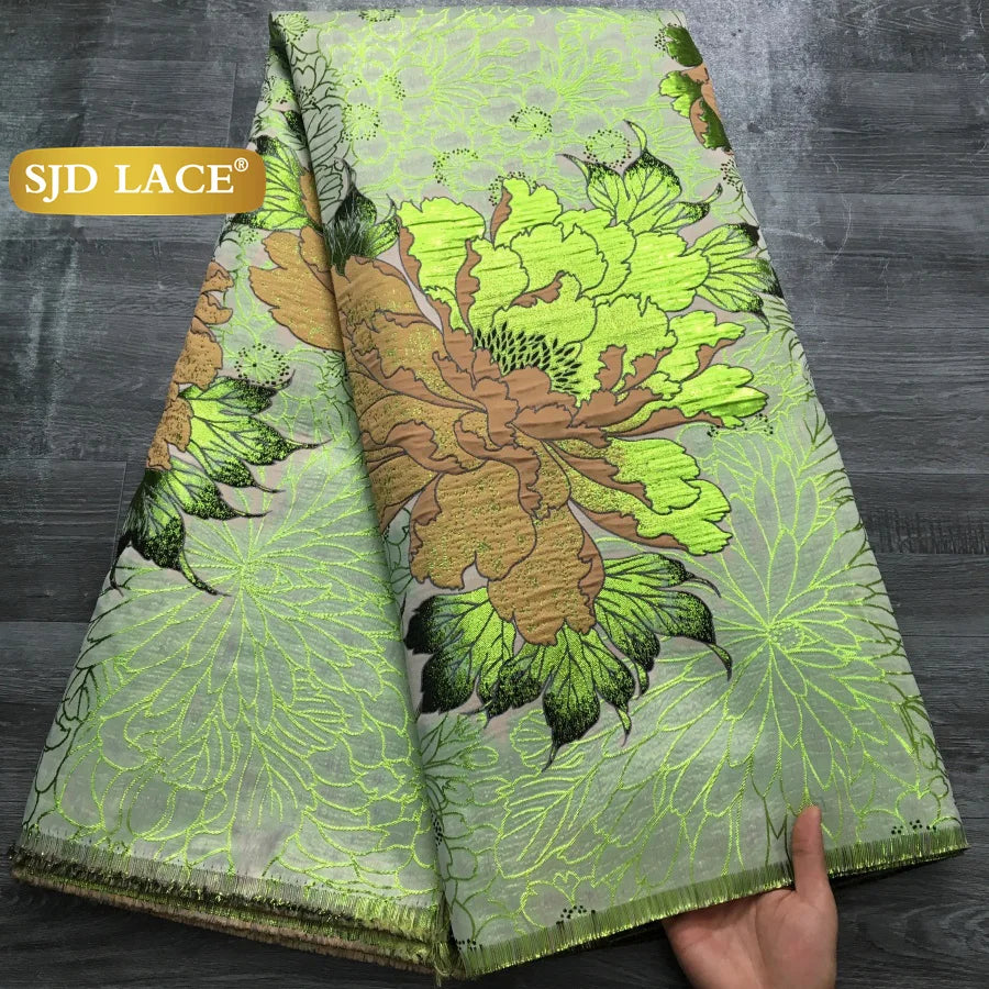 SJD LACA African Brocade Lace Fabrics 2025 High Quality Tulle Damask Nigerian Jacquard French Lace For Sewing Women Dresses 2485