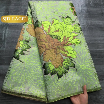 SJD LACA African Brocade Lace Fabrics 2025 High Quality Tulle Damask Nigerian Jacquard French Lace For Sewing Women Dresses 2485