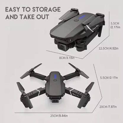 New E88 RC Drone 4K Professinal With 1080P Wide Angle Dual HD Camera,Foldable RC Helicopter WIFI FPV Height Hold Gifts Toys ﻿