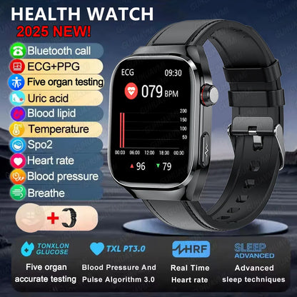 2026 New ECG+PPG Accurate Measure Heart Rate Smart Watch Men Blood Pressure Lipids Uric Acid Bluetooth Call Health Smartwatches