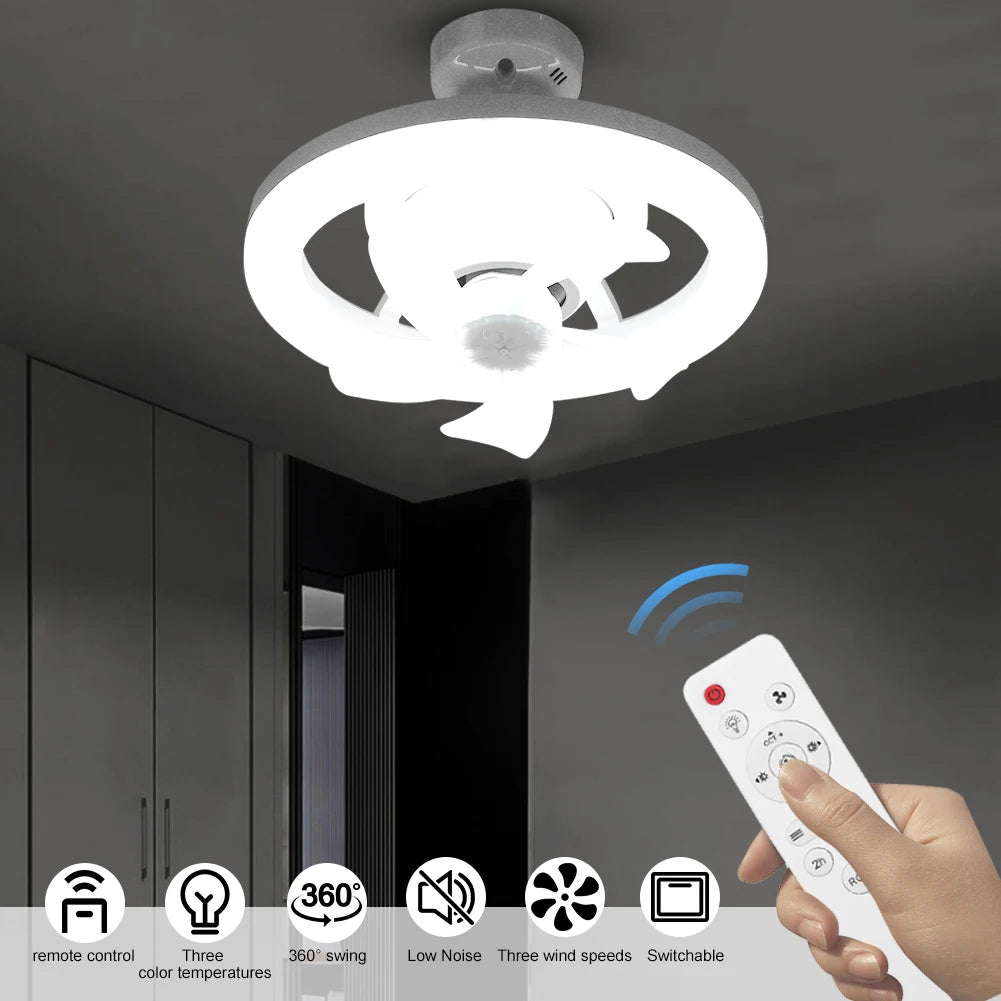 Modern Ceiling Fan with LED Light Remote Control Silent Ceiling Fan for Bedroom Living Room Kitchen