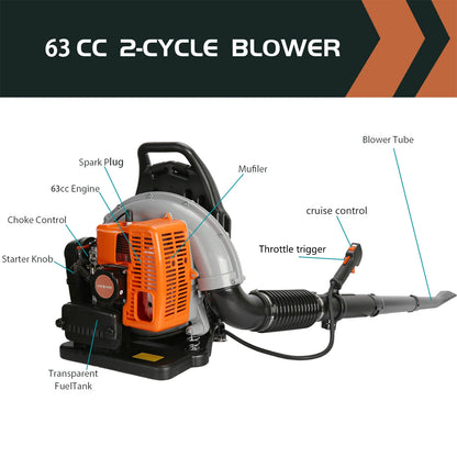 Gas Powered Leaf Blower 2-Stroke Engine Air Volume Handheld Blower Powerful Wind Snow Blower for Lawn Garden