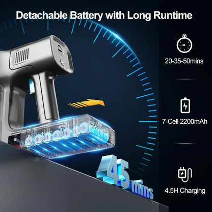 Cordless Vacuum Cleaner 50Kpa 50 Mins for Home 8 in 1 Lightweight Stick Vacuum with Self-Standing Powerful Rechargea