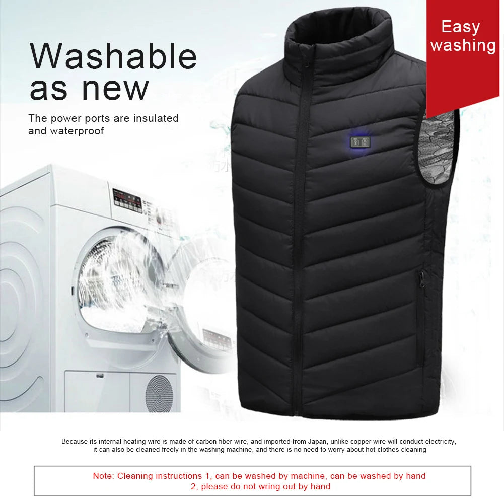 21 Women 9 Areas Heated Vest USB Charging Heated Jacket Washed Keep Warm Hiking Vest Winter Fishing Skiing Vest Heated Coats