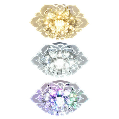 Modern 9W LED Crystal Chandelier Pendant Flower Shape Lamp Interior Hallway Bedroom Decoration Lighting Lights