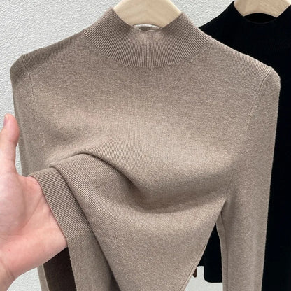 AOSSVIAO Women Autumn Winter 2025 Fashion Turtleneck Jumpers Female Slim Fit Sweater Ladies Solid Color Knitted Soft Pullovers
