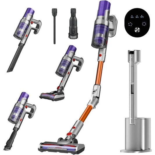 Cordless Vacuum Cleaner with HEPA Filter Power Detect Clean Empty Auto-Empty System Rechargeable Portable Handheld Attac