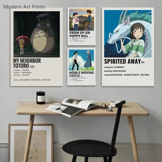 Japanese Hayao Miyazaki Anime Totoro Spirited Away Movie Cartoon Wall Art Canvas Painting Wall Pictures for Living Room Decor