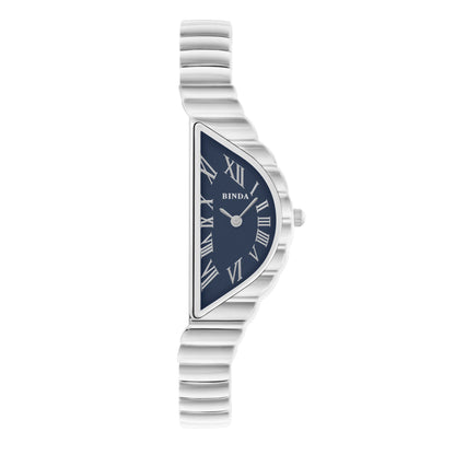 Binda Women’s Gold Case Quartz Watch – Curved White Dial, Half-Round Roman Index, 30M Water-Resistant, Elegant Gift Box Set
