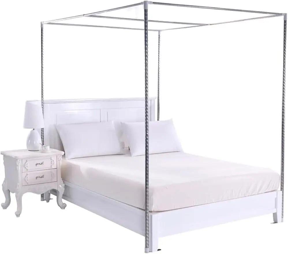 2*2*2 M Canopy Bed Frame, Stainless Steel Canopy Bed Mosquito Net Frame Bracket Fit for Queen Size Four-Corner Bedroom