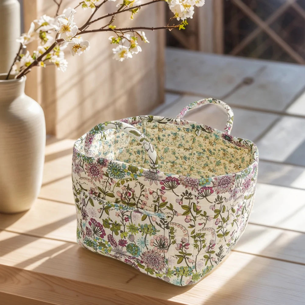 Boho Fabric Storage Basket Portable Quilted Laundry Hampers Collapsible Dirty Clothes Laundry Baskets Bathroom Storage Organizer