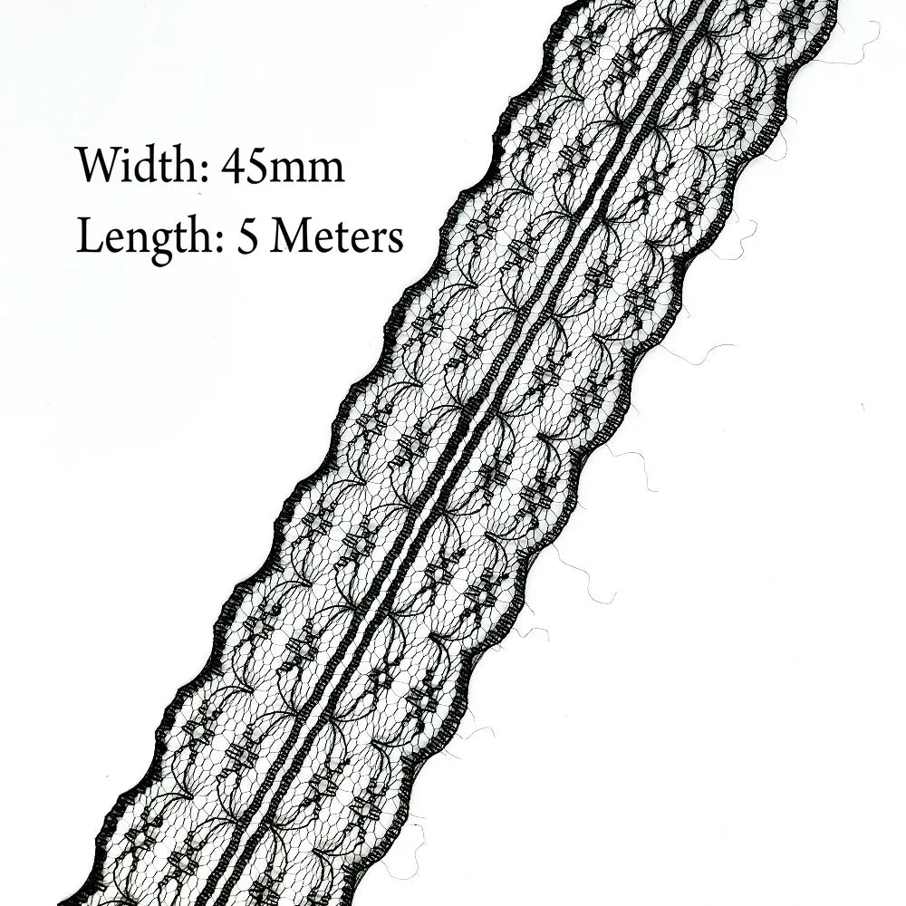 5 Meters White Black Lace Ribbon Assorted Pattern Trims for Gift Wrapping Christmas Wedding Decorations DIY Crafts Sewing Supply