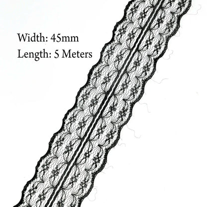 5 Meters White Black Lace Ribbon Assorted Pattern Trims for Gift Wrapping Christmas Wedding Decorations DIY Crafts Sewing Supply