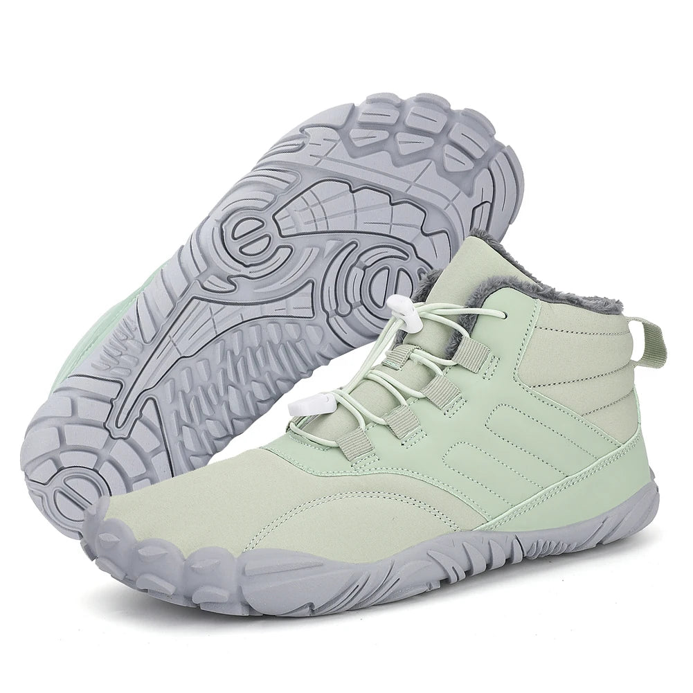 Winter Warm Running Barefoot Shoes WomenMen Rubber High Ankle Boots Waterproof Non-Slip Breathable for Outdoor Trekking Climbing