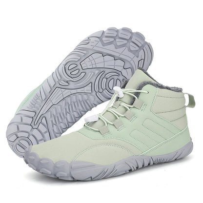 Winter Warm Running Barefoot Shoes WomenMen Rubber High Ankle Boots Waterproof Non-Slip Breathable for Outdoor Trekking Climbing
