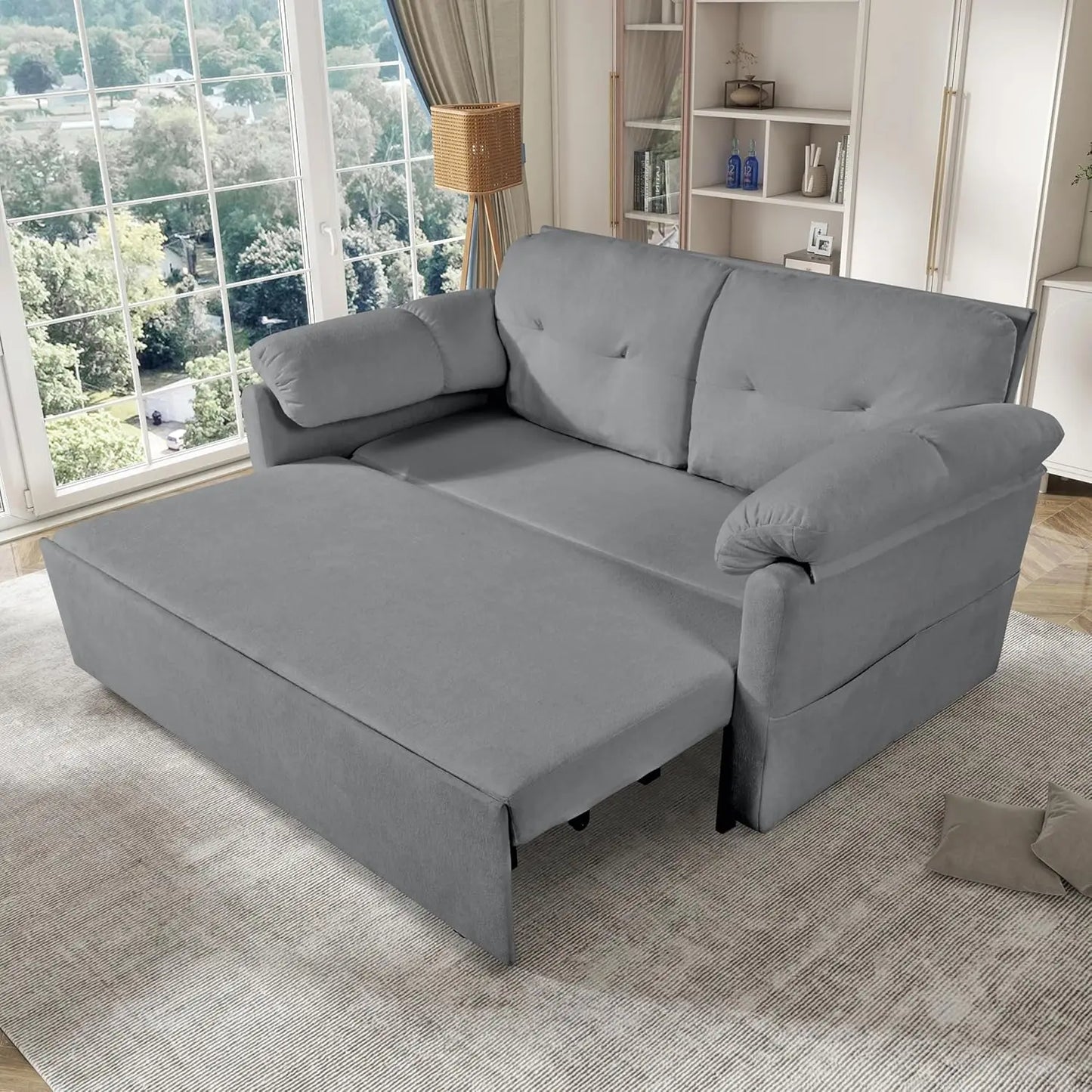 71.65" Convertible Pull-Out Sofa Bed – 3-in-1 Sleeper Couch for Small Apartment, Living Room & Bedroom – Queen-Size, Customized