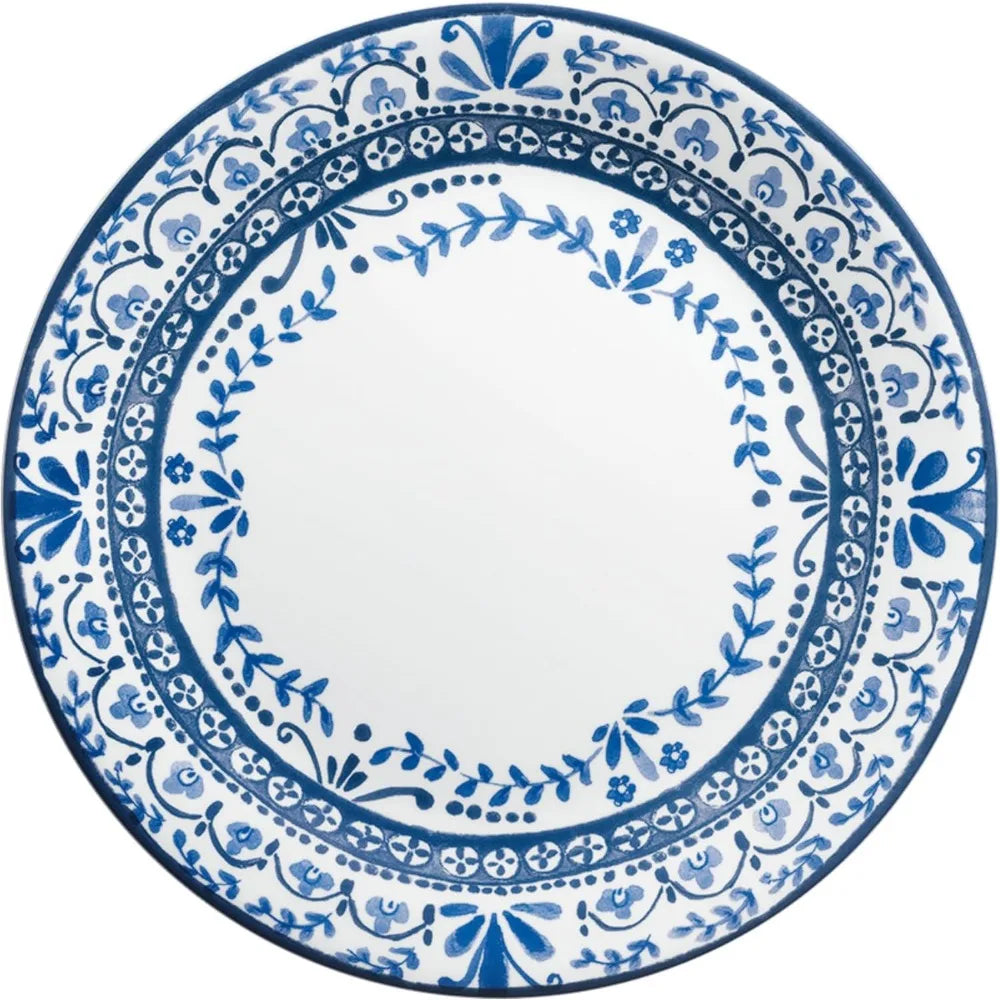 Corelle Vitrelle 6-Piece Dinner Plate Set: Triple Layer Glass, Chip-Resistant, Lightweight, Round Plates in Portofino Pattern