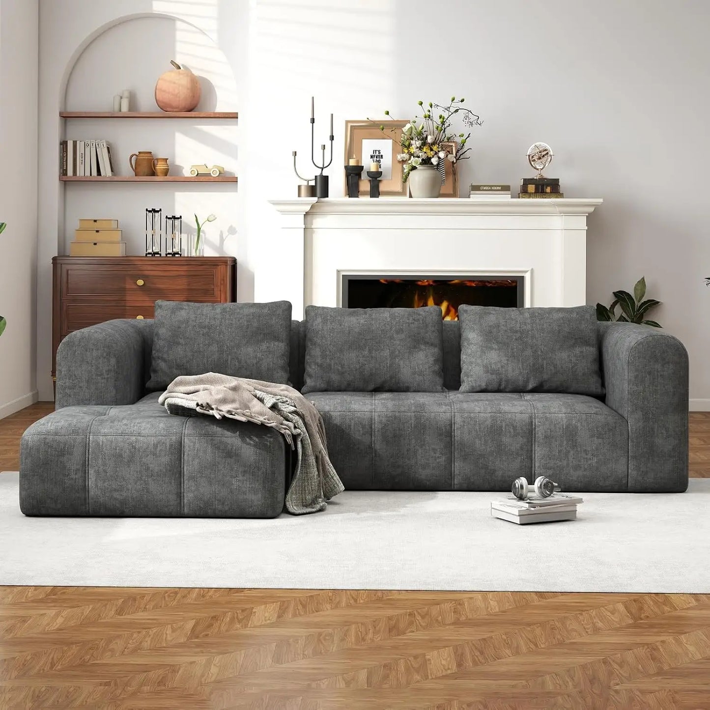105" Modular Sectional Couches for Living Room, Cloud Sectional Couch with Deep Seat, Convertible L-Shape Couch,, Customized