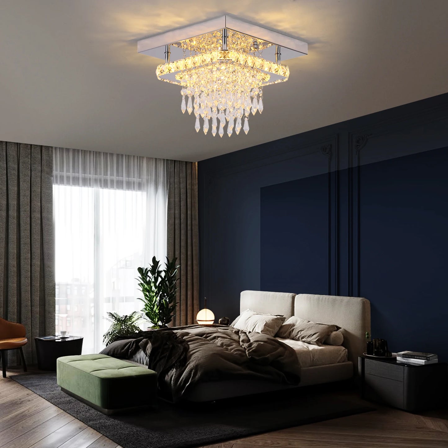 Modern Ceiling Light Led Crystal Chandelier Living Room Bedroom Lustre Aisle Luminaire Home Decor Pendant Lamp Hanging Fixture