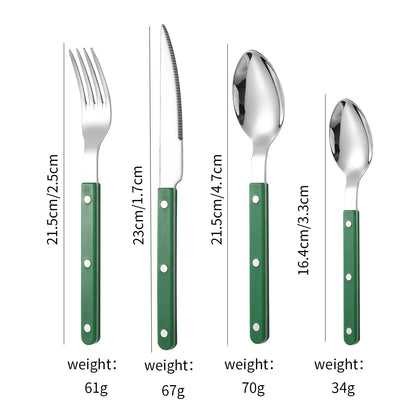 Fashion New Colorful Handle 304 Cutlery Set  Stainless Steel Creativity Gift Flatware Knife Fork Spoon dinnerware set