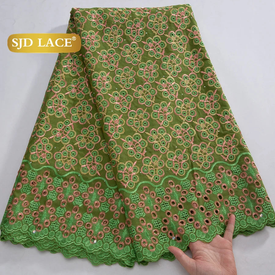 SJD LACE Austria African Cotton Lace Fabrics 2025 High Quality Nigerian Swiss Voile Lace for Sewing Women Wedding Dress DIY 4369