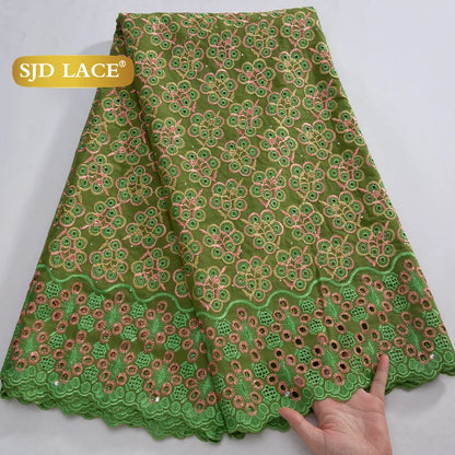 SJD LACE Austria African Cotton Lace Fabrics 2025 High Quality Nigerian Swiss Voile Lace for Sewing Women Wedding Dress DIY 4369