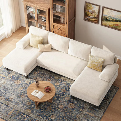 Sectional Couches for Living Room | 112 Inch U-Shaped Sectional Couch | 4 Seat Sofa Set with Double Chaise for, Customized