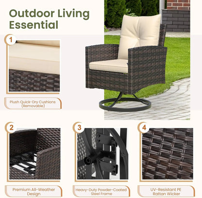 3-Piece Patio Furniture Set, Outdoor Swivel Rocker Patio Chairs Furniture Set of 2 with Matching Side Table