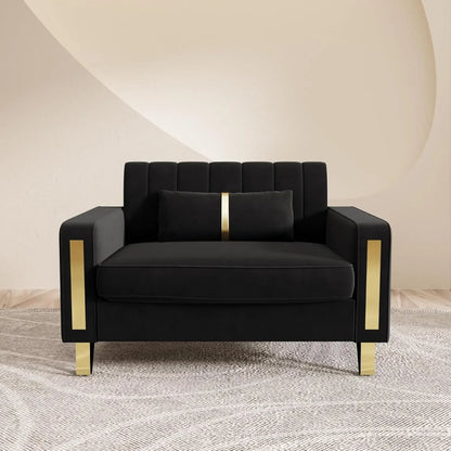 Black Chesterfield Velvet Couch for Living Room,3 Seater Tufted Sofa with Gold Metal Legs, Large Upholstered Comfy, Customized