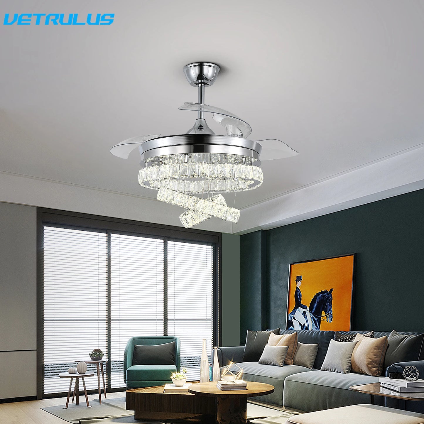 Modern Ceiling Fan Led Light Remote Control Living Dining Room Ceiling Fan Lamp Chandelier Indoor Decor Fixture BLDC Intelligent