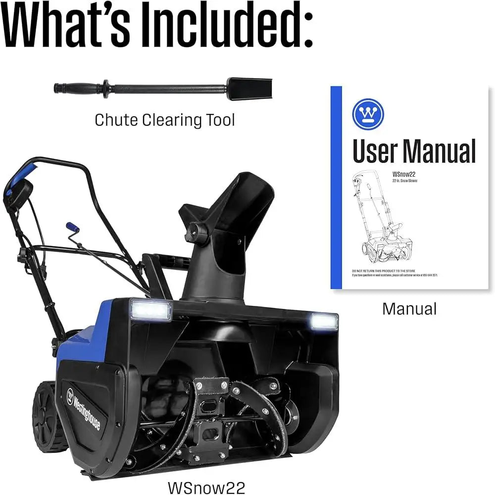 Corded Snow Blower with 22 Inch Steel Auger Dual LED Lights 25ft Throwing Distance Efficient Snow Clearing