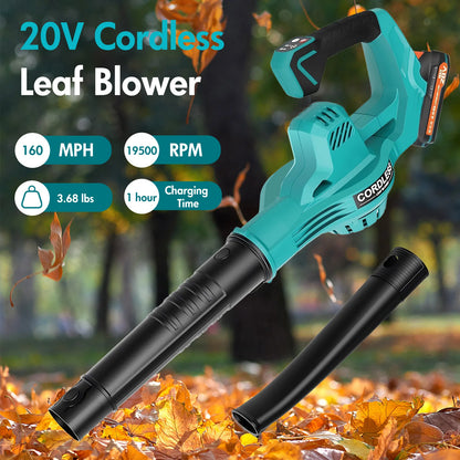 Leaf Blower Cordless Electric Portable 160MPH Lightweight 1*20V-2.0Ah Batteries Handheld Leaf Cleaner 2-Speed Lawn Care Yards