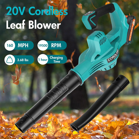 Leaf Blower Cordless Electric Portable 160MPH Lightweight 1*20V-2.0Ah Batteries Handheld Leaf Cleaner 2-Speed Lawn Care Yards