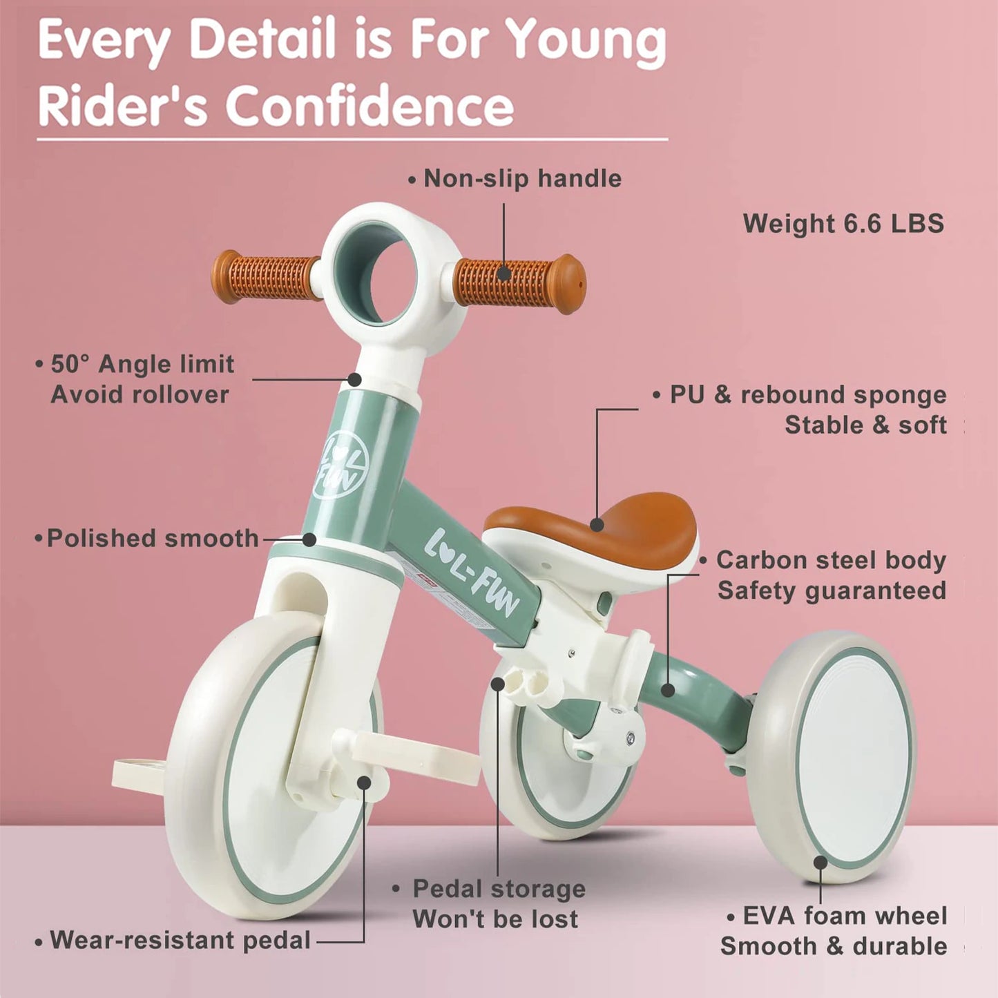 4 in 1 Toddler Balance Bike for 1-4 Years Old Boys Girls Gift, 3 Wheel Kids Tricycle with Easy Assembly Removable Pedal