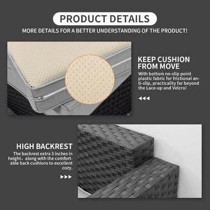 6-Piece Light Gray Patio Set with 45" Table and 60,000 BTU Propane Fire Pit