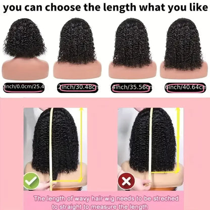 4x4 Put On And Go Glueless Bob Wigs Human Hair Curly For Women Pre Plucked Pre Cut Lace Ready To Wear Kinky Curly Lace Front Wig