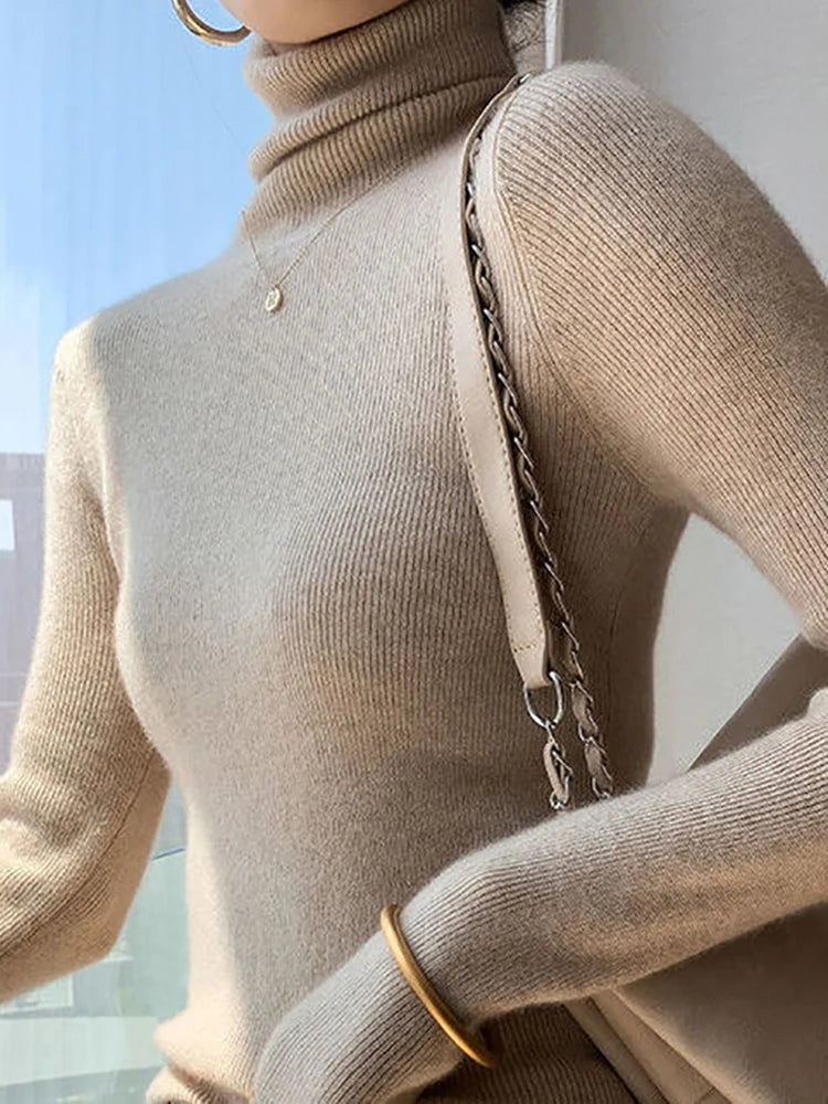 2025 Women Sweater Autumn Winter Long Sleeve Turtleneck Pullovers Warm Bottoming Korean Fashion Sweater Knitwear Soft Jumpers