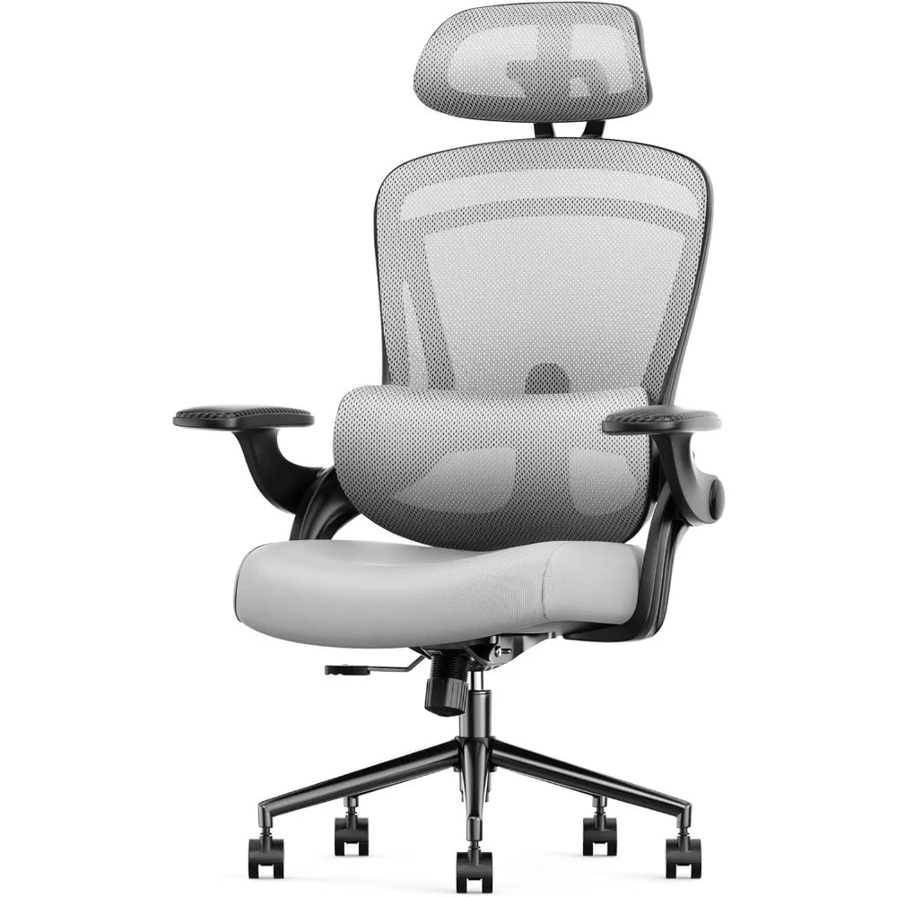 Ergonomic High-Back Mesh Office Chair with Adjustable Headrest and Lumbar Support for Comfortable Swivel Desk Use