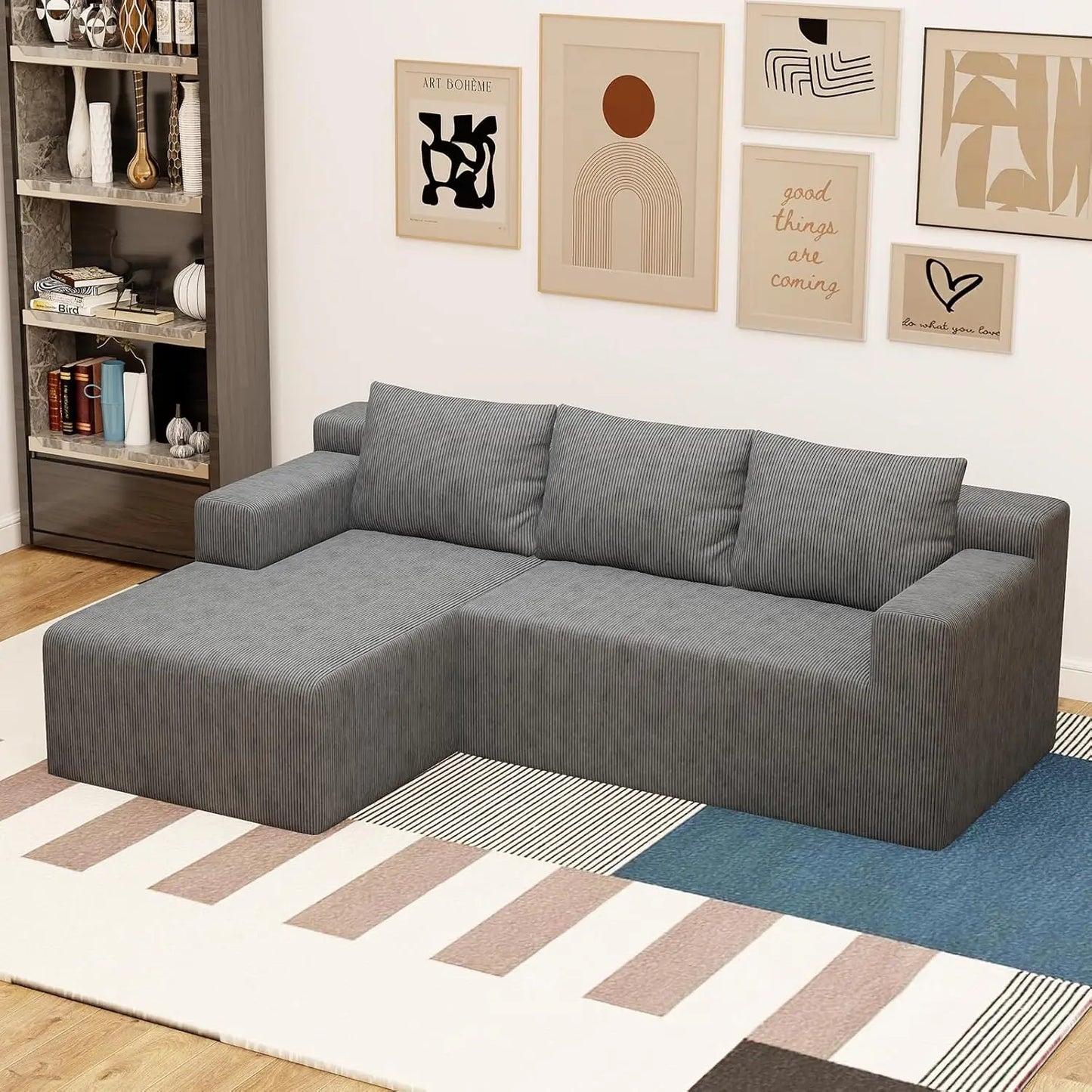87" Cloud Couch, Boneless Couch for Living Room, Modular Sectional Sofa with Deep Seat, Small Couches for Small, Customized
