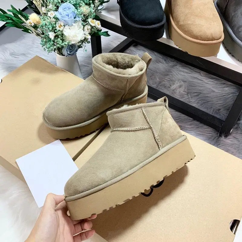 2026 New Classic Ultra Mini Platform Boots Leather Suede Wool Comfort Winter Womens Fur Slippers k98 ‮34-53 seziS uggS
