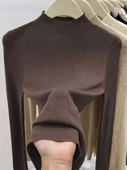 AOSSVIAO Autumn Winter 2025 Women New Turtleneck Sweater Female Slim Fit Warm Pullovers Ladies Solid Color Soft Knitted Tops